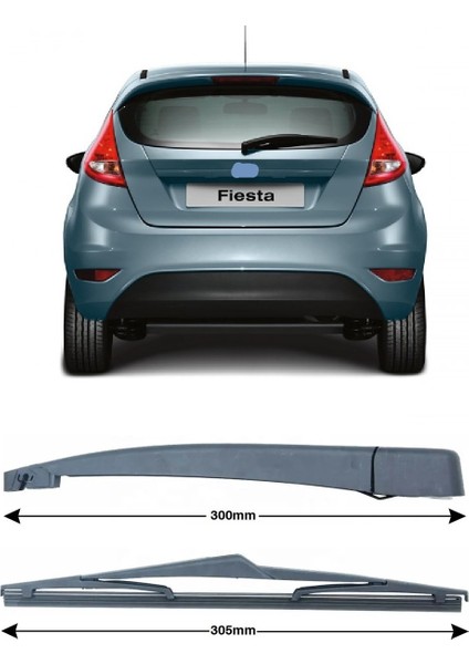 Ford Fiesta Arka Cam Silecek Kolu ve Süpürgesi Takım 2008- 2016
