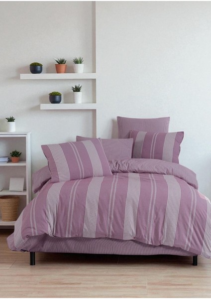 Naturel Pamuklu Çift Kişilik Nevresim Takımı ( 4 Yastık Kılıfı, 2 Yastık Düğmeli)