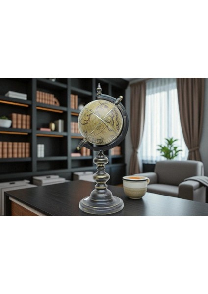Yerküre Standlı Eskitme Model Nostaljik Görünüm Şık Dekoratif Vip