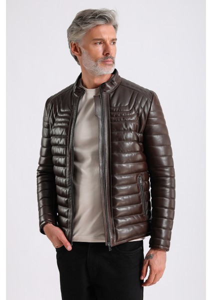James Erkek Şişme Deri Mont