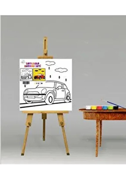 Sayılarla Boyama Seti Yağmurlu Araba 20X20 Çocuk Sayılarla Boyama Hobi Tuval fiyatları