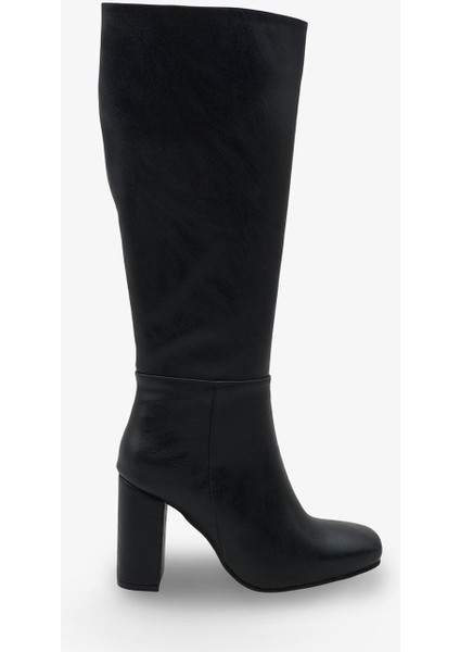 Kadın Fermuarlı Kalın Ökçe Topuklu Çizme Islor Siyah fırsatları