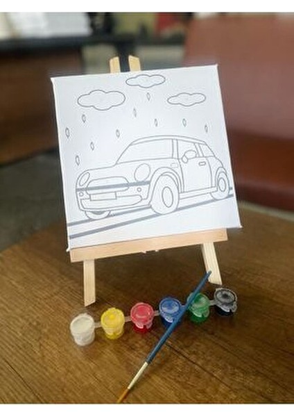 Sayılarla Boyama Seti Yağmurlu Araba 20X20 Çocuk Sayılarla Boyama Hobi Tuval indirimleri