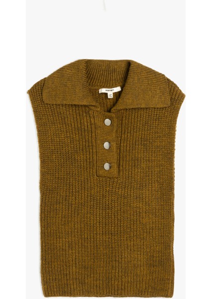 Yarım Düğme Detaylı Kolsuz Polo Yaka Süveter modelleri