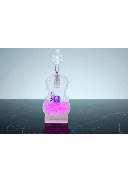 KuzeyTacı Küçük Işıklı Şeffaf Keman Tasarımlı Sevimli Dekoratif Vip