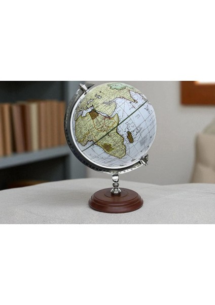 Yerküre Ahşap Kaideli Klasik Coğrafi Harita Modeli Öğretici ve Dekoratif Vip 37 cm