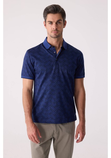 Erkek Lacivert Regular Fit Polo Yaka Merserize Tişört