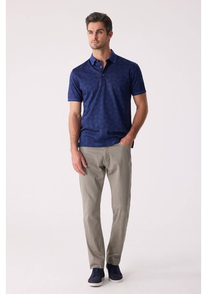 Erkek Lacivert Regular Fit Polo Yaka Merserize Tişört modelleri