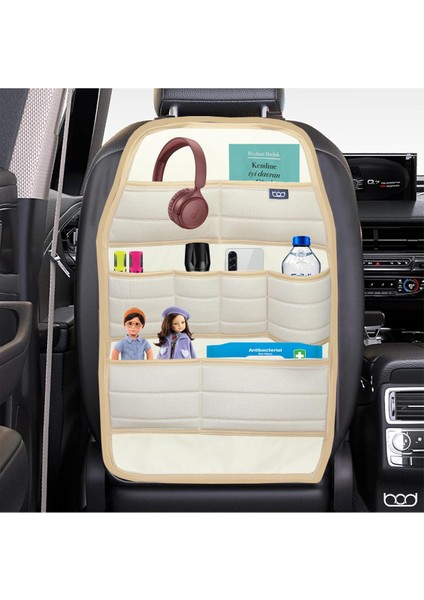 Ecolux Serisi Taytüyü Araba Oto Koltuk Arkası Eşya Düzenleyici Araç Içi Organizer Bej