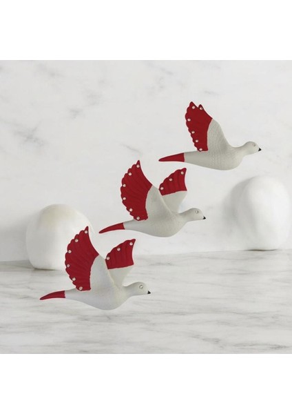 Dekoratif Üçlü Kumru Kuş Duvar Dekoru Süs 17*12 cm
