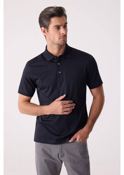 Erkek Füme Regular Fit Merserize Desenli Polo Yaka Tişört fiyatları