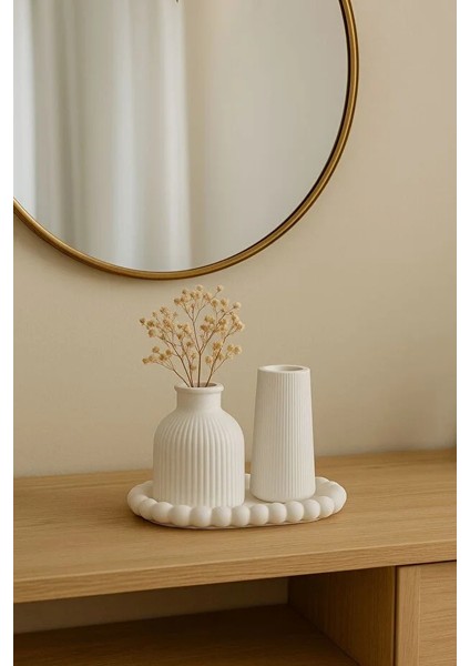 Beton Dekoratif Bohem Vazo Seti – 3’lü Modern Tasarım 10 x 10 x 20 fiyatları