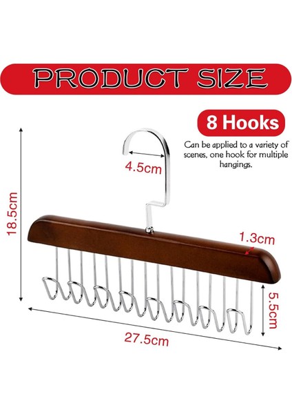 Mithra Life 8 Kancalı Kahverengi Ahşap Elbise Eşarp Kravat Kemer Çanta Askısı MIT1219 fiyatları