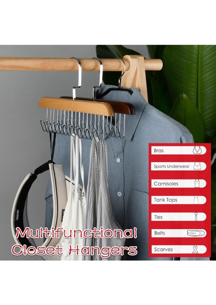 Mithra Life 8 Kancalı Kahverengi Ahşap Elbise Eşarp Kravat Kemer Çanta Askısı MIT1219 modelleri