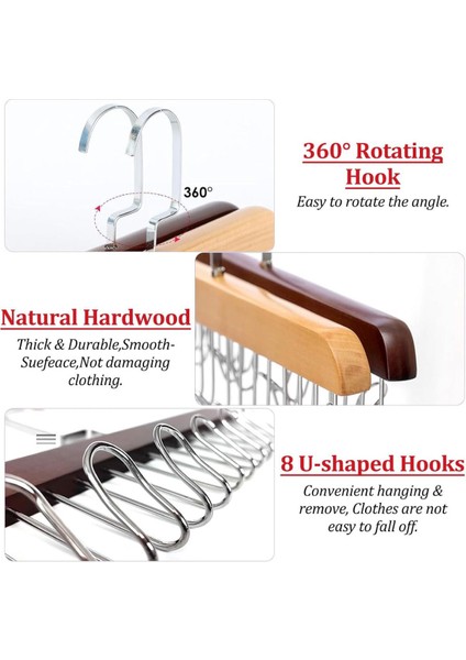 Mithra Life 8 Kancalı Kahverengi Ahşap Elbise Eşarp Kravat Kemer Çanta Askısı MIT1219 indirimleri