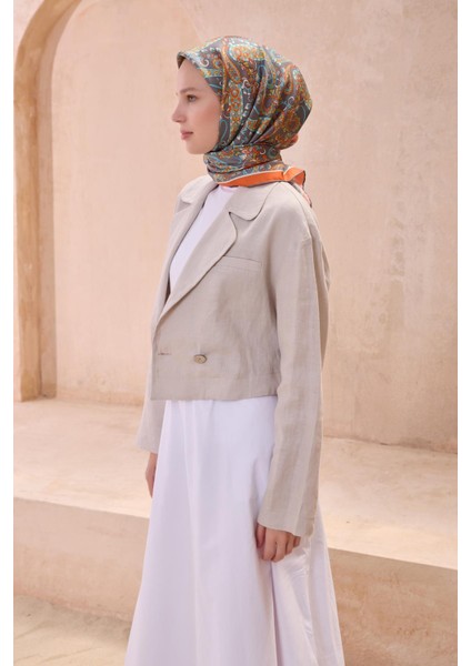 Tivil İpek Eşarp 4101 - 39 Turuncu Karışık Desen fiyatları