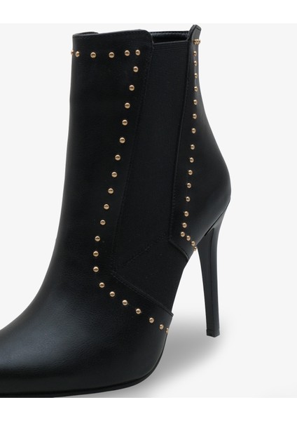 Kadın Çift Lastikli Sivri Burun Troplu Bot Melles Siyah modelleri