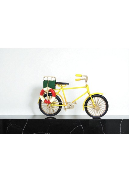 Dekoratif Metal Sarı Bisiklet Çantalı Vip Klasik Görünüm Nostaljik Tasarım