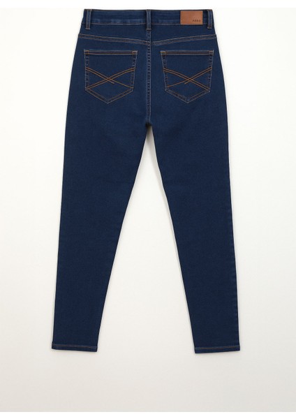 Kadın Yüksek Bel Süper Skinny Koyu Mavi Jean Pantolon fiyatları