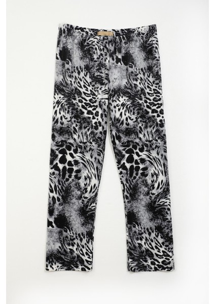 Kadın Yumuşak Kadife Dokulu Leopar Desenli Pijama Altı