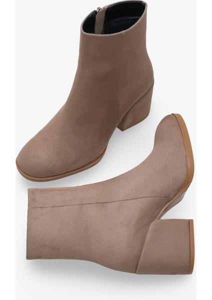 Kadın Yandan Fermuarlı Topuklu Günlük Bot Selans Vizon Süet fiyatları