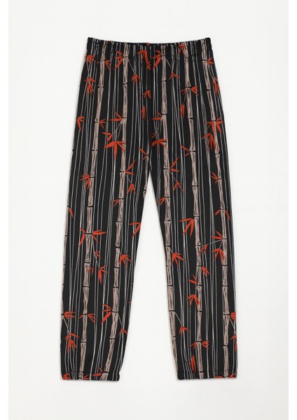 Kadın Yumuşak Kadife Dokulu Bambu Desenli Pijama Altı