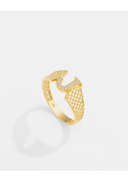 14 Ayar Altın Harfli Tasarım Yüzük