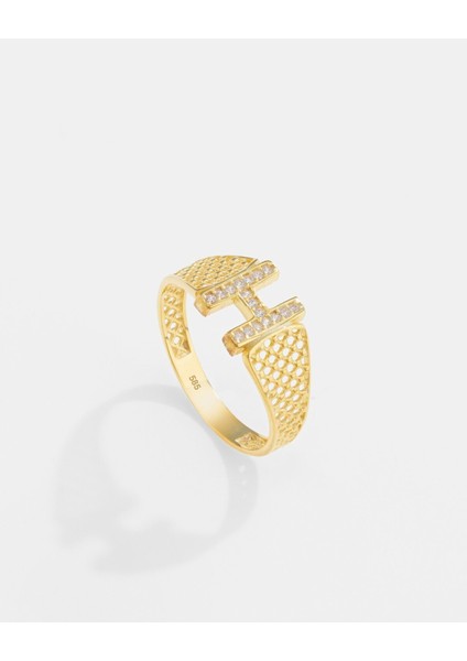 14 Ayar Altın Harfli Tasarım Yüzük