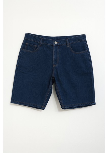 Erkek Regular Fit Rahat Kalıp Koyu Mavi Jean Şort fiyatları