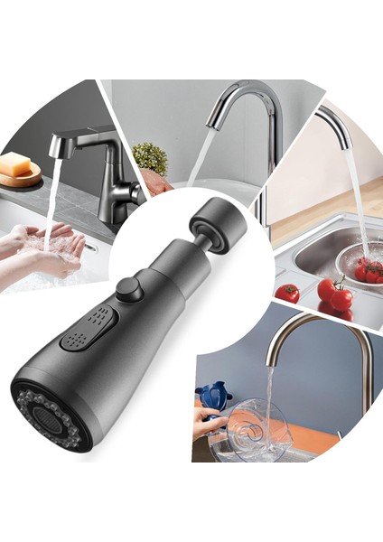 360 Derece Dönebilen 3 Fonksiyonlu Musluk Başlığı Musluk Ucu Lavabo Başlığı fırsatları