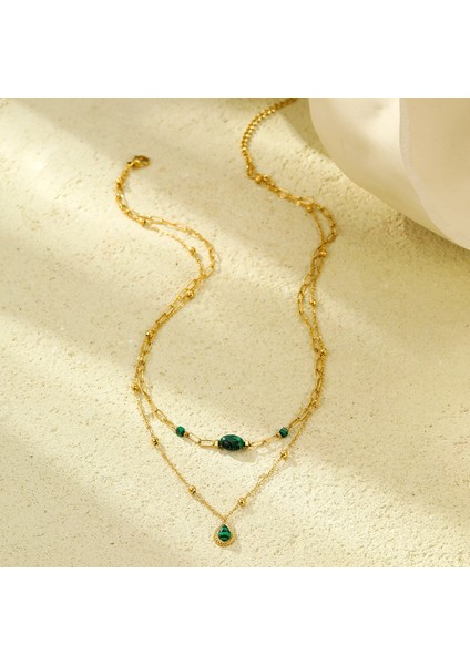 Hafif Lüks ve Lüks Turkuaz Çift Zincirli Köprücük Kemiği Zinciri (Yurt Dışından)