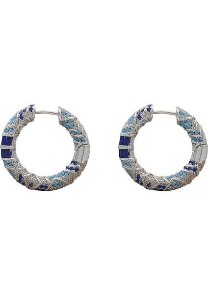 Yeni Vintage Stil Mavi Zircon Küpe (Yurt Dışından)