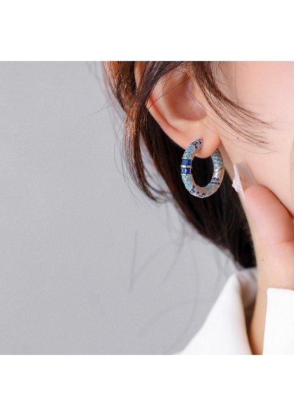 Yeni Vintage Stil Mavi Zircon Küpe (Yurt Dışından) indirimleri