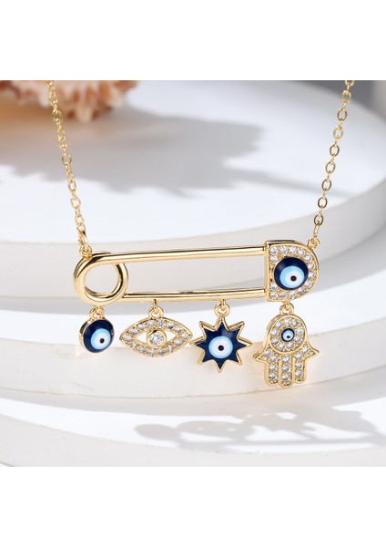 Yeni Şeytanın Gözü Kağıt Clip Kolye Basit Kişilik Niş Hafif Lüks Zarif Kolye (Yurt Dışından) fiyatları