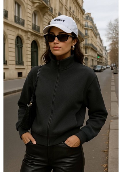 Kadın Fermuarlı Içi Polarlı Sweatshirt