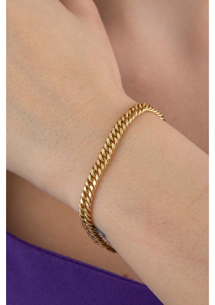 14 Ayar Altın Sık Gurmet Zincir Bileklik 4.90 mm