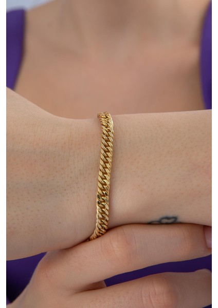 14 Ayar Altın Sık Gurmet Zincir Bileklik 4.90 mm fiyatları