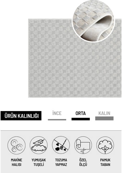 Modern Tasarımlar Polyester Iplik Antialerjik Tozumaz Dokuma Pamuk Taban Makine Halısı Dama Gri