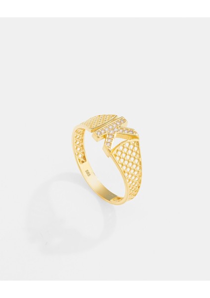 14 Ayar Altın Harfli Tasarım Yüzük