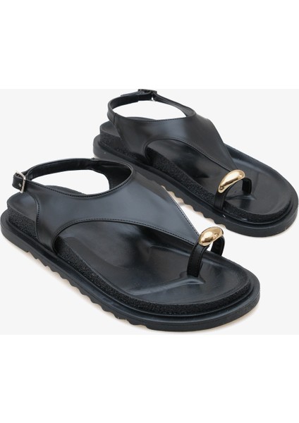 Kadın Parmak Arası Altın Tokalı Günlük Sandalet Marley