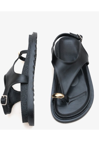 Kadın Parmak Arası Altın Tokalı Günlük Sandalet Marley fiyatları