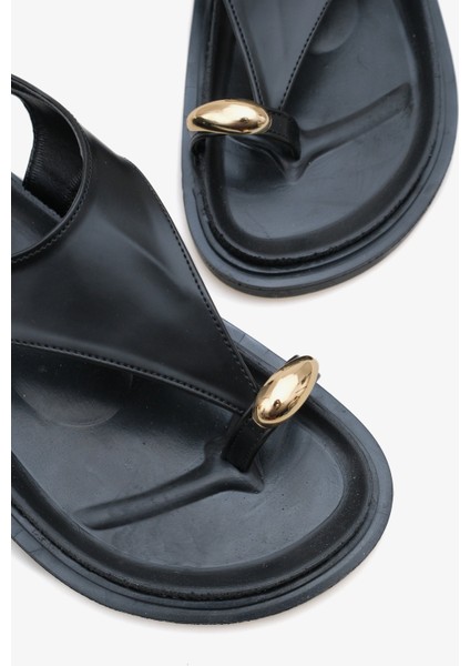 Kadın Parmak Arası Altın Tokalı Günlük Sandalet Marley modelleri