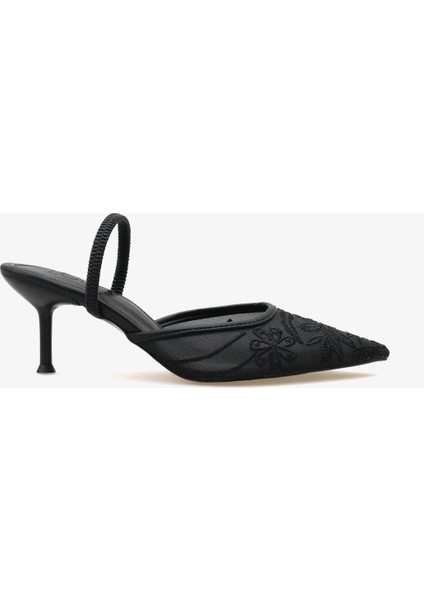 Kadın Stiletto Taşlı Sivri Burun Arkası Açık Abiye Topuklu Ayakkabı Glonis fırsatları