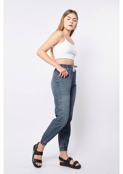 Kadın Lastikli Jogger Pantolon Mavi fırsatları