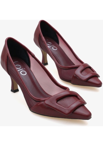 Kadın Tül Detaylı Tokalı Sivri Burun Günlük Stiletto Ninka