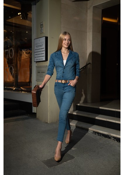 Kadın Mavi Jean Tulum Pantolon modelleri