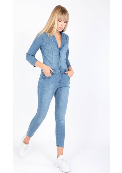 Kadın Mavi Jean Tulum Pantolon indirimleri