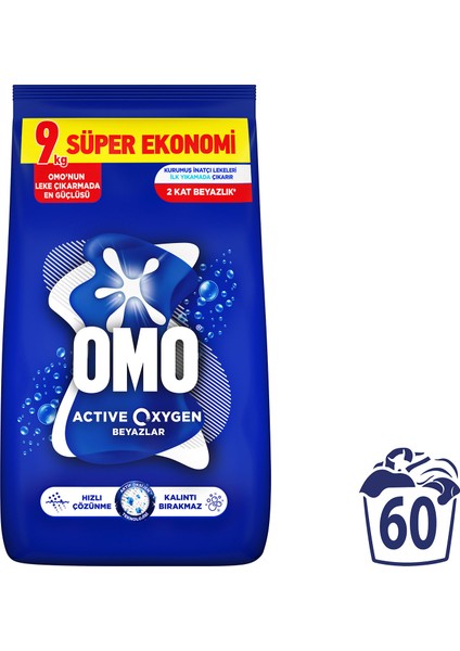 Active Oxygen Beyaz Çamaşırlar İçin Toz Deterjanı 9 KG