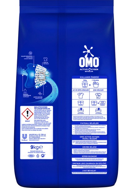 Active Oxygen Beyaz Çamaşırlar İçin Toz Deterjanı 9 KG