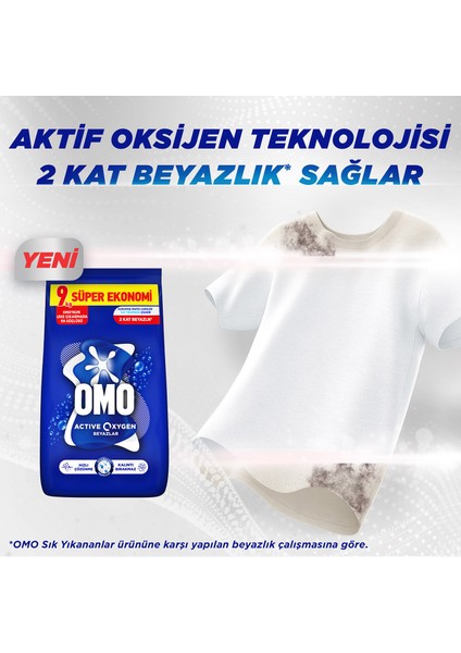 Active Oxygen Beyaz Çamaşırlar İçin Toz Deterjanı 9 KG